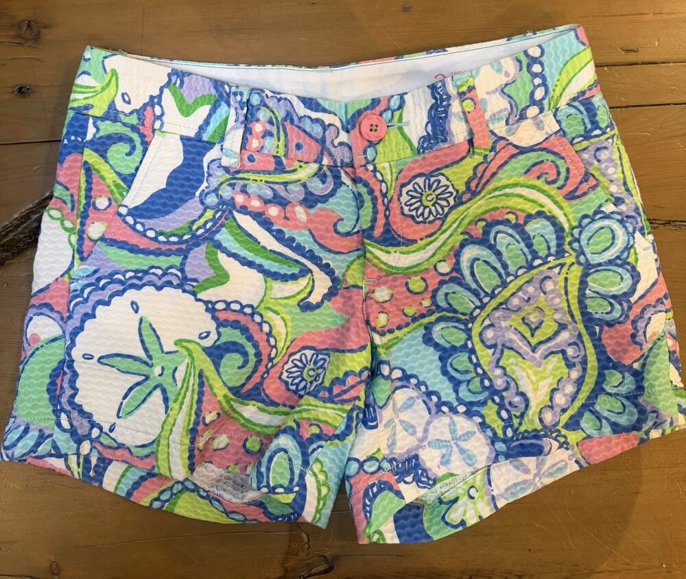 Lilly Pulitzer The Callahan Short Size 2 Conch Republic Textured Waffle Knit